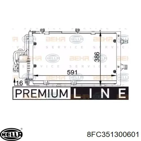 Radiador de aparelho de ar condicionado 8FC351300601 HELLA