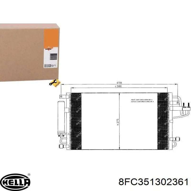 Radiador de aparelho de ar condicionado 8FC351302361 HELLA