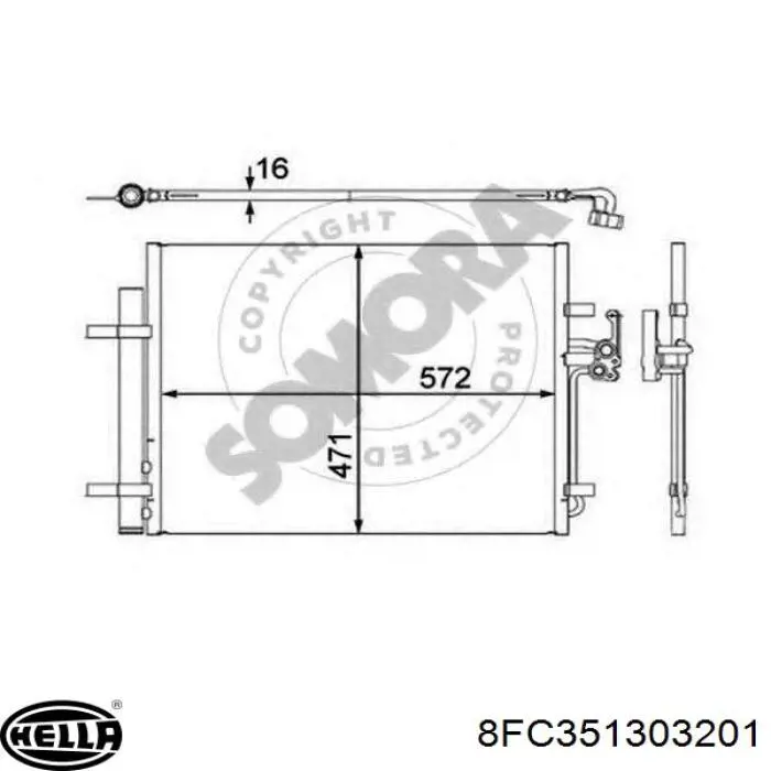 Radiador de aparelho de ar condicionado 8FC351303201 HELLA