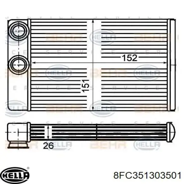 Radiador de aparelho de ar condicionado 8FC351303501 HELLA