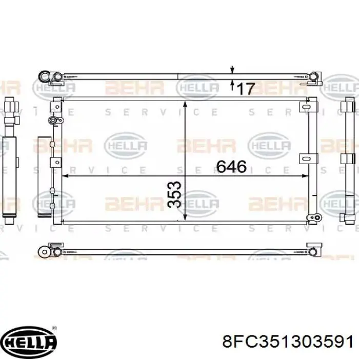 Radiador de aparelho de ar condicionado 8200019382 Renault (RVI)