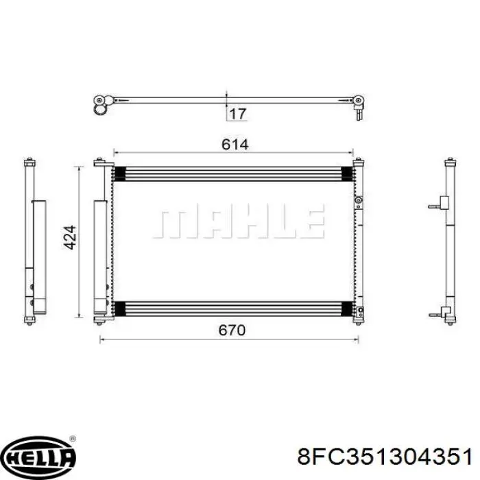 Radiador de aparelho de ar condicionado 8FC351304351 HELLA