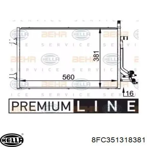Radiador de aparelho de ar condicionado 8FC351318381 HELLA