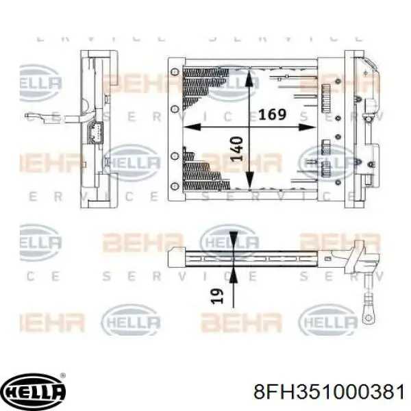 Radiador de forno (de aquecedor) 8FH351000381 HELLA