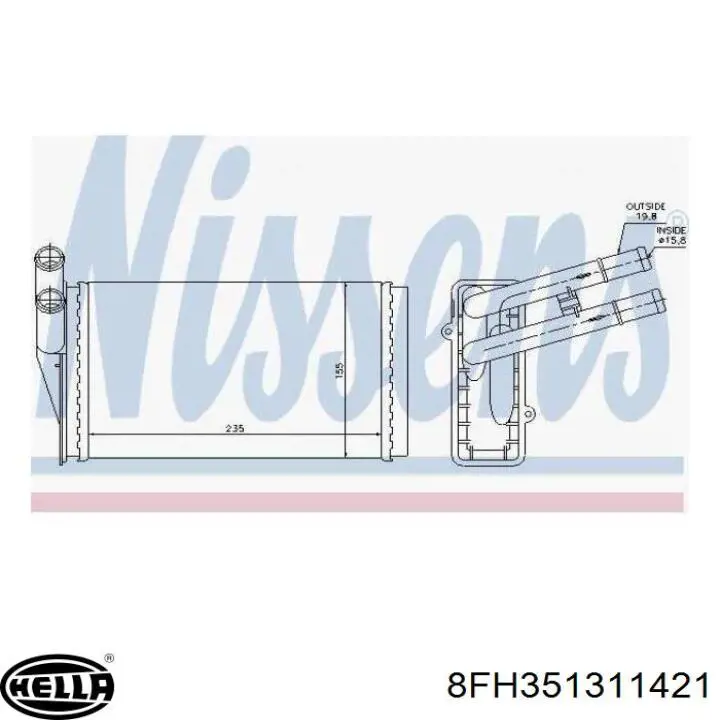 Radiador de forno (de aquecedor) 8FH351311421 HELLA