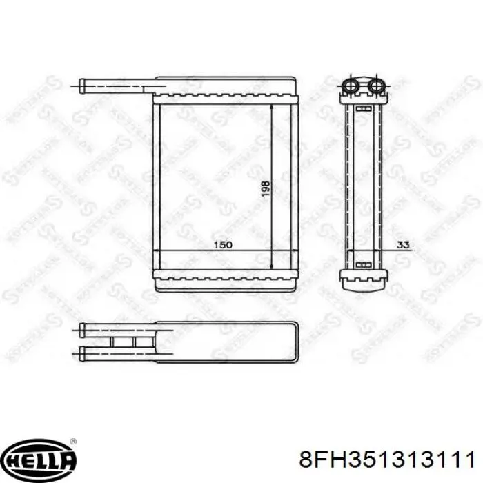 Radiador de forno (de aquecedor) 8FH351313111 HELLA