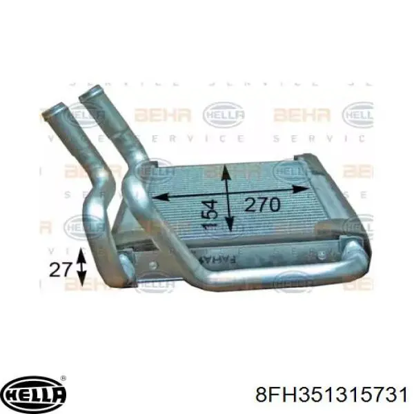 Radiador de forno (de aquecedor) 8FH351315731 HELLA