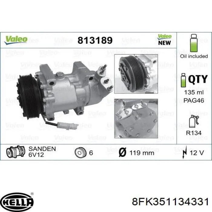 Compressor de aparelho de ar condicionado SD6V121438 MSG Rebuilding