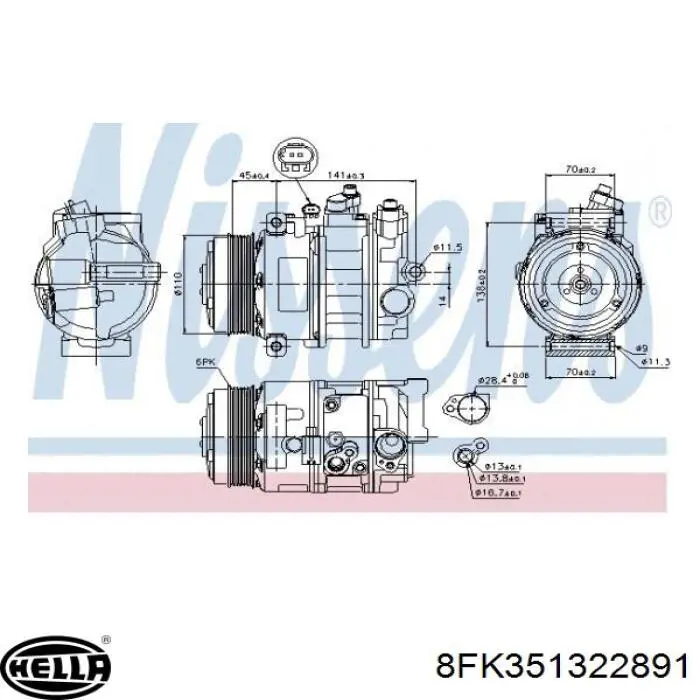 Compressor de aparelho de ar condicionado 4471804150 Mercedes