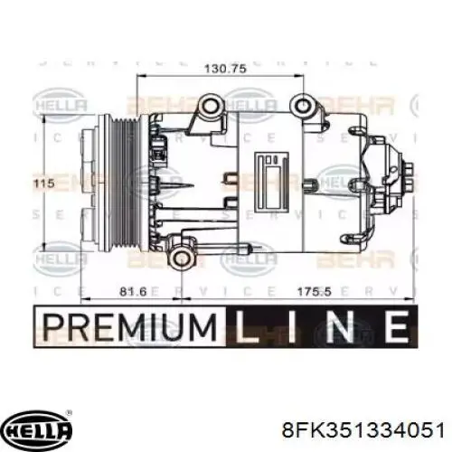 Compressor de aparelho de ar condicionado 8FK351334051 HELLA