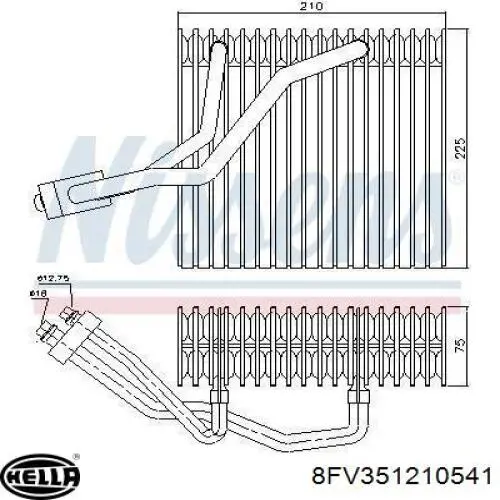 Vaporizador de aparelho de ar condicionado 8FV351210541 HELLA
