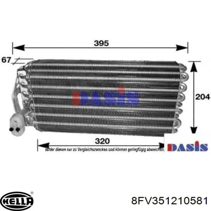 Vaporizador de aparelho de ar condicionado 8FV351210581 HELLA