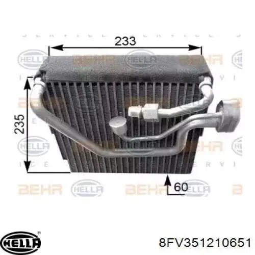 Vaporizador de aparelho de ar condicionado 8FV351210651 HELLA