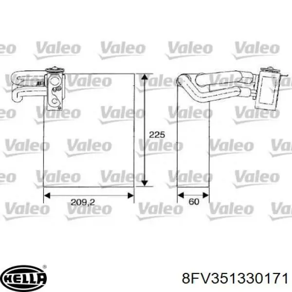 Vaporizador de aparelho de ar condicionado 8FV351330171 HELLA