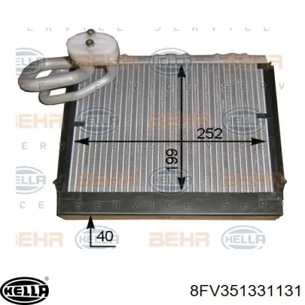 Vaporizador de aparelho de ar condicionado 8FV351331131 HELLA