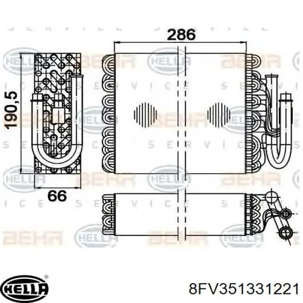 Vaporizador de aparelho de ar condicionado 8FV351331221 HELLA