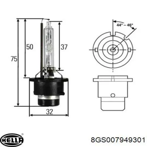 Lâmpada de xénon 8GS007949301 HELLA