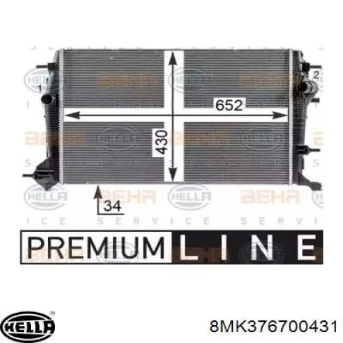 Radiador de esfriamento de motor 607308A2 Polcar