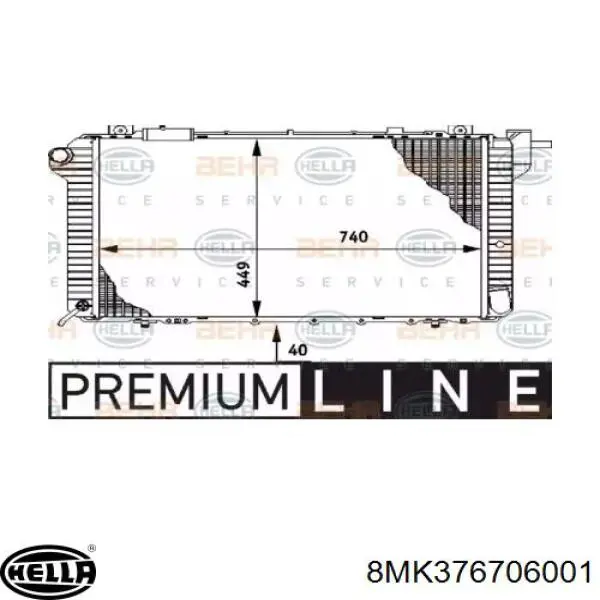 Radiador de esfriamento de motor 8MK376706001 HELLA