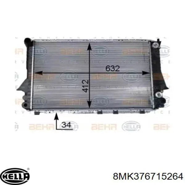 Radiador de esfriamento de motor 8MK376715264 HELLA