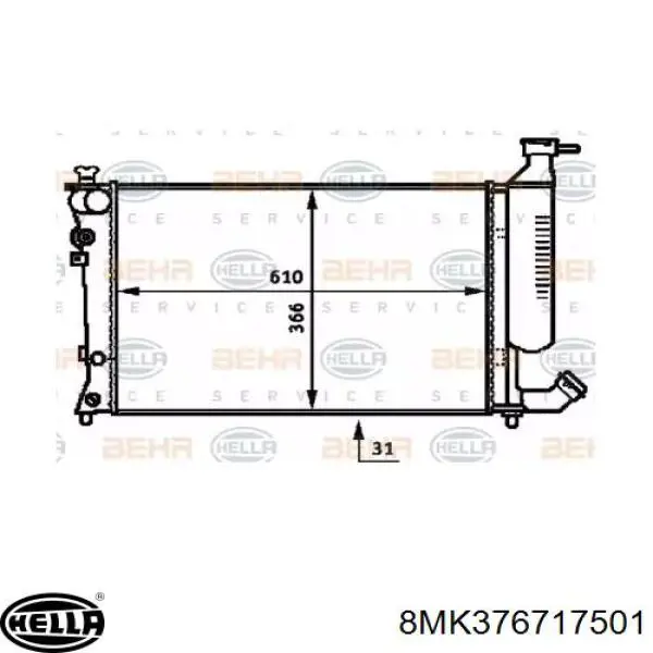 Radiador de esfriamento de motor 8MK376717501 HELLA