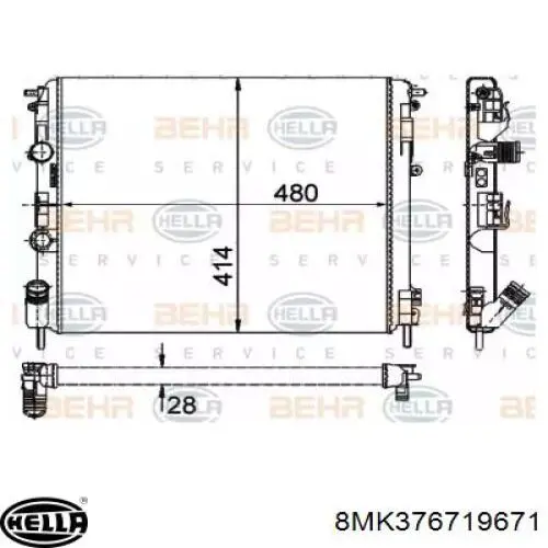 Radiador de esfriamento de motor 8MK376719671 HELLA