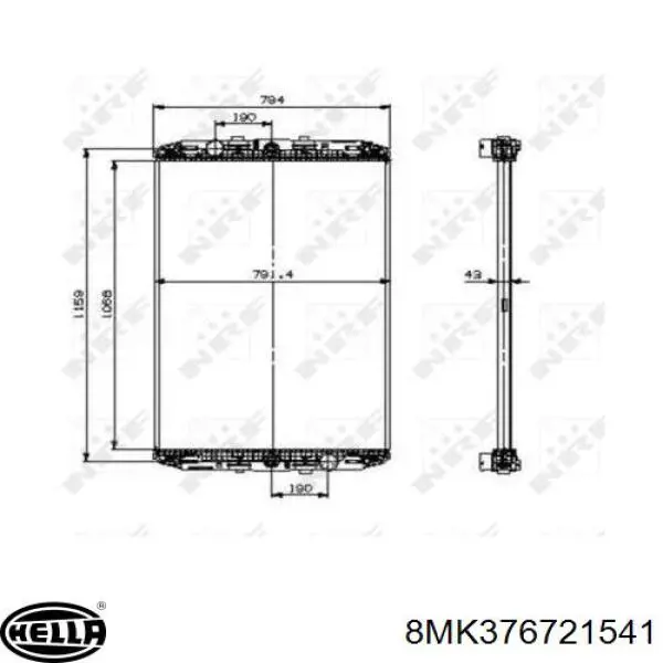 Radiador de esfriamento de motor 8MK376721541 HELLA