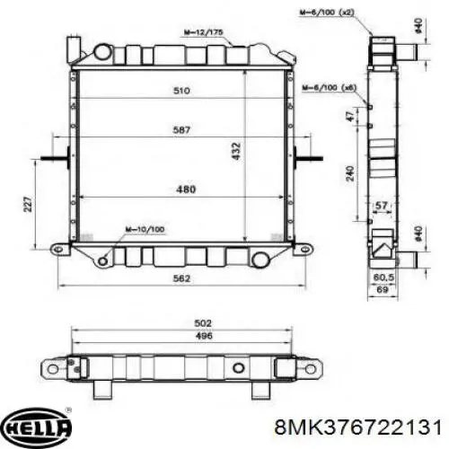 Radiador de esfriamento de motor 8MK376722131 HELLA