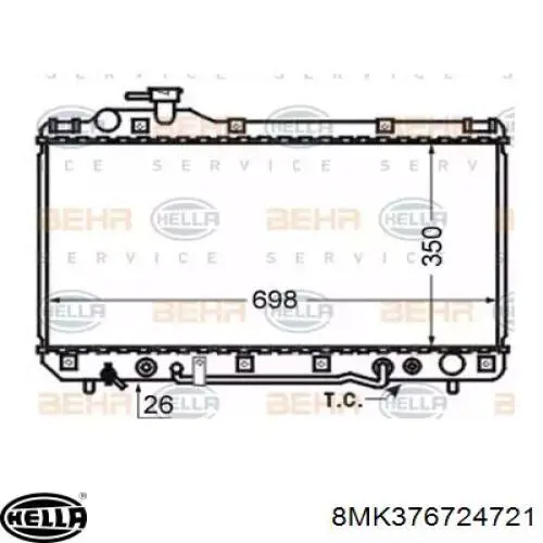 Radiador de esfriamento de motor 613TYA086 TYC