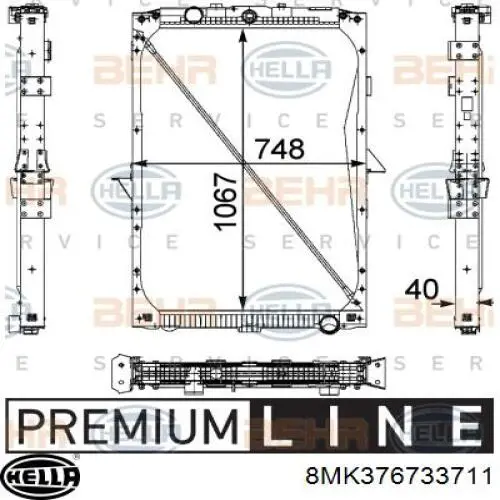 Radiador de esfriamento de motor 8MK376733711 HELLA