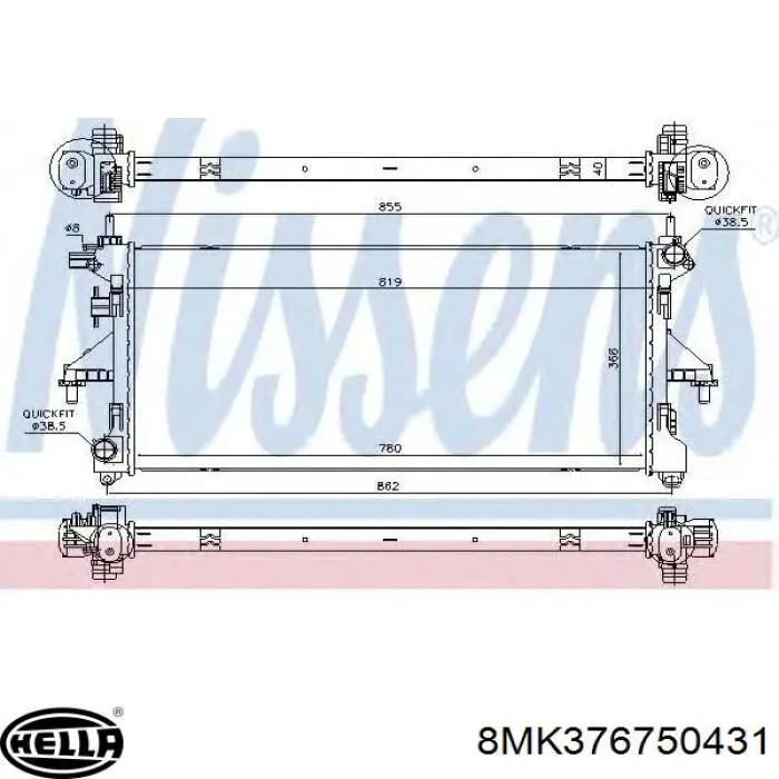 Radiador de esfriamento de motor HELLA 8MK376750431 preço, a partir de 202,89 USD