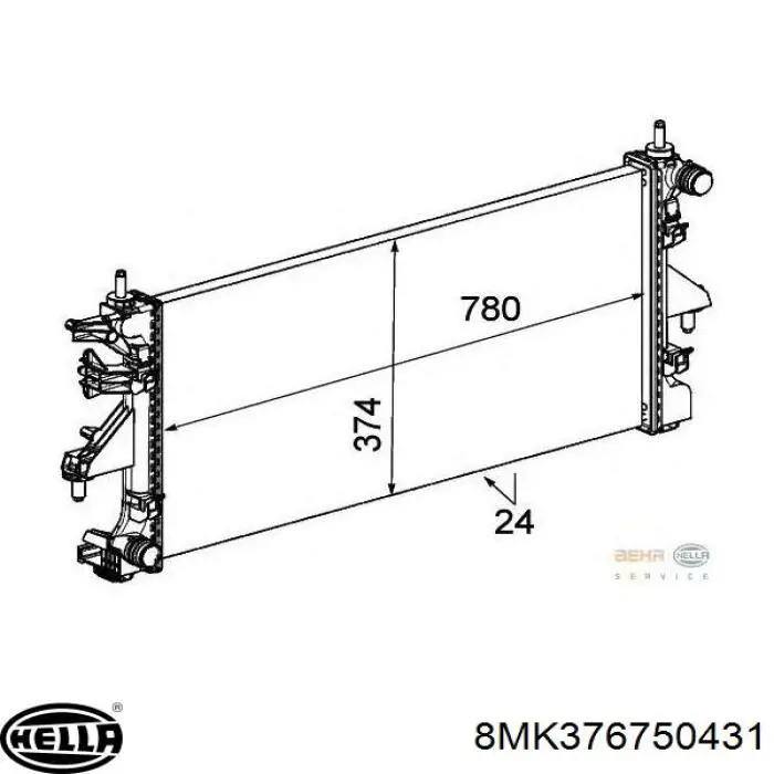 8MK376750431 HELLA Radiador de esfriamento de motor