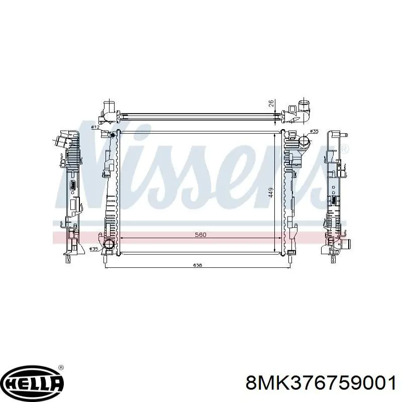 Radiador de esfriamento de motor 8MK376759001 HELLA