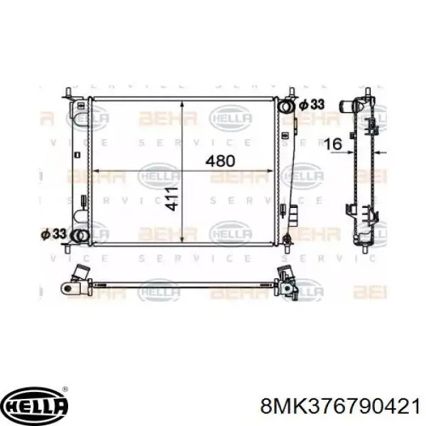 Radiador de esfriamento de motor 8MK376790421 HELLA