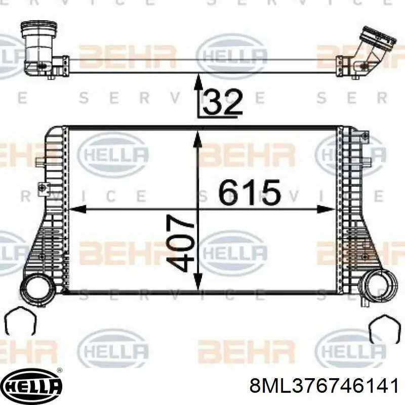 Radiador de intercooler 8ML376746141 HELLA