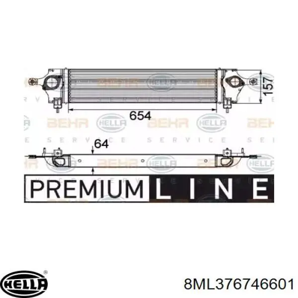 Radiador de intercooler 8ML376746601 HELLA