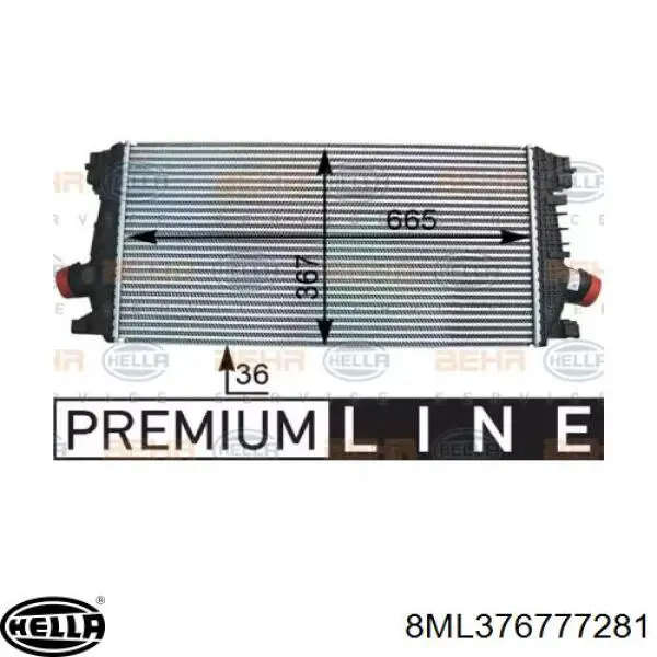 Radiador de intercooler 8ML376777281 HELLA