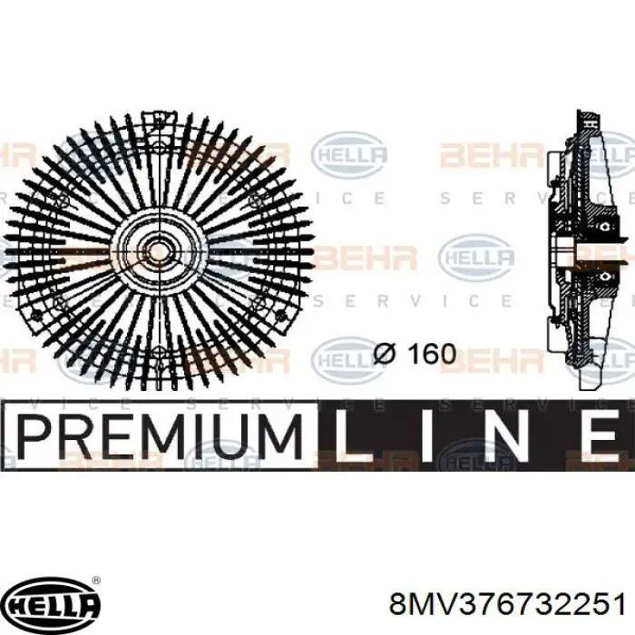 Acoplamento viscoso de ventilador de esfriamento 8MV376732251 HELLA