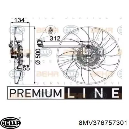 Ventilador elétrico de esfriamento montado (motor + roda de aletas) HELLA 8MV376757301 preço, a partir de 331,56 USD