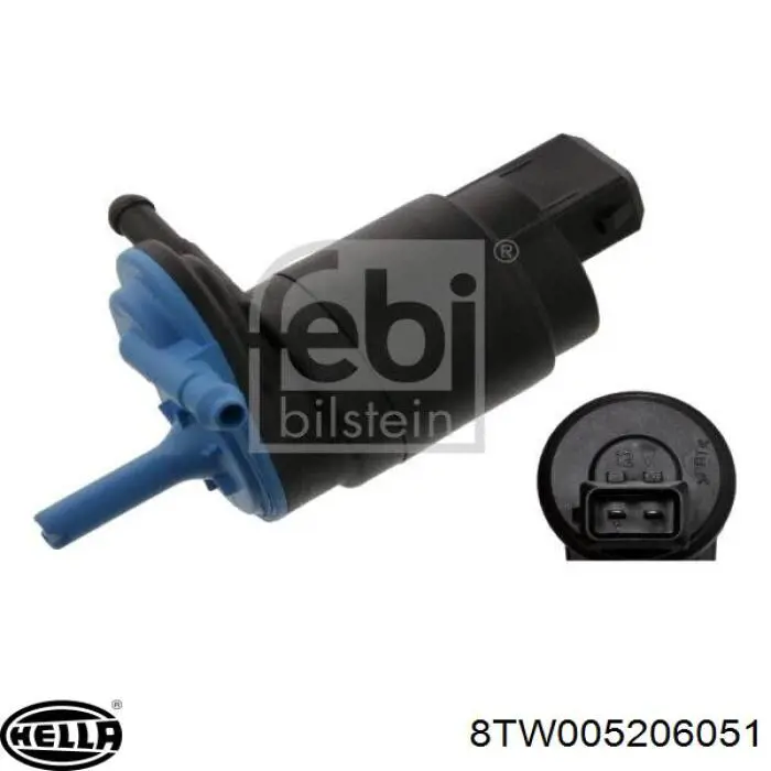Bomba de motor de fluido para lavador de vidro dianteiro 8TW005206051 HELLA