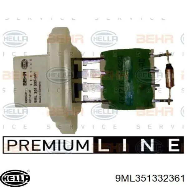 Resistor (resistência) de ventilador de forno (de aquecedor de salão) 9ML351332361 HELLA