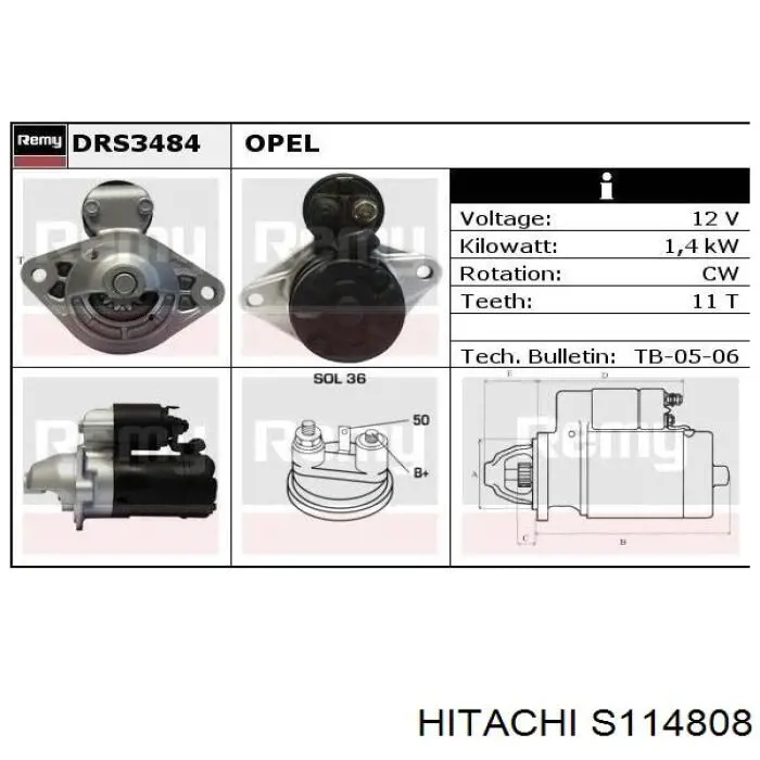 Motor de arranco S114808 Hitachi