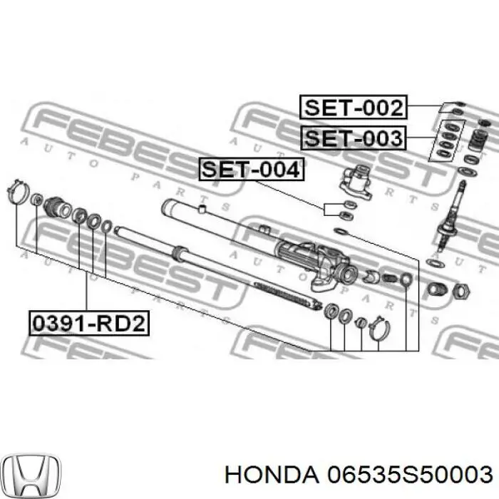 Compre 06535S50003 Honda Bucim da árvore vertical da cremalheira da direção, kit
