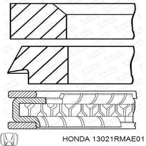 Compre 13021RBDE01 Honda Anéis do pistão para 1 cilindro, 1ª reparação ( + 0,25)