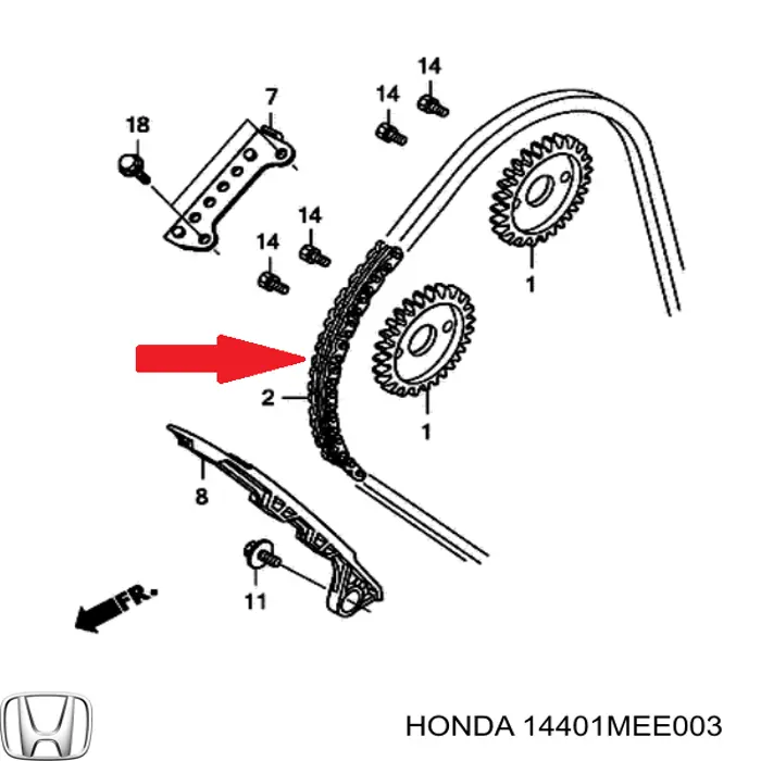 14401MEE003 Honda Cadeia do mecanismo de distribuição de gás