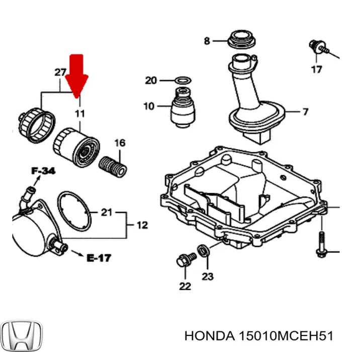 Filtro de óleo 15010MCEH51 Honda