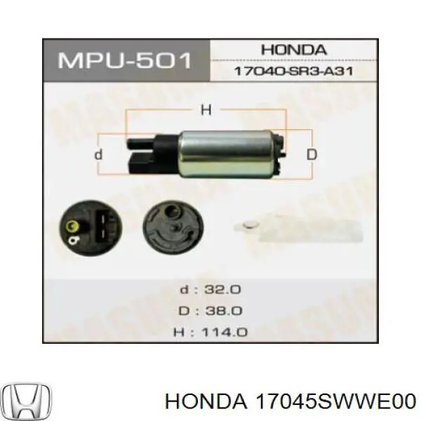 Módulo de bomba de combustível com sensor do nível de combustível Honda 17045SWWE00 preço, a partir de 97,62 USD