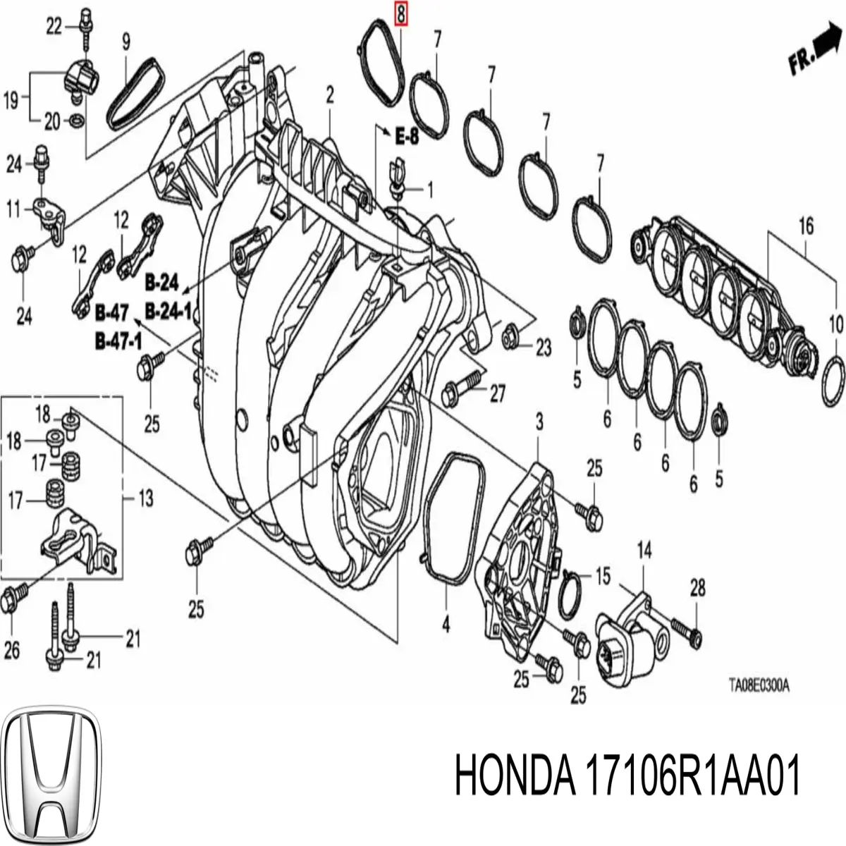 Compre 17106RNAA01 Honda Vedante de tubo coletor de admissão
