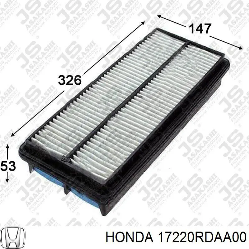 Filtro de ar 17220RDAA00 Honda
