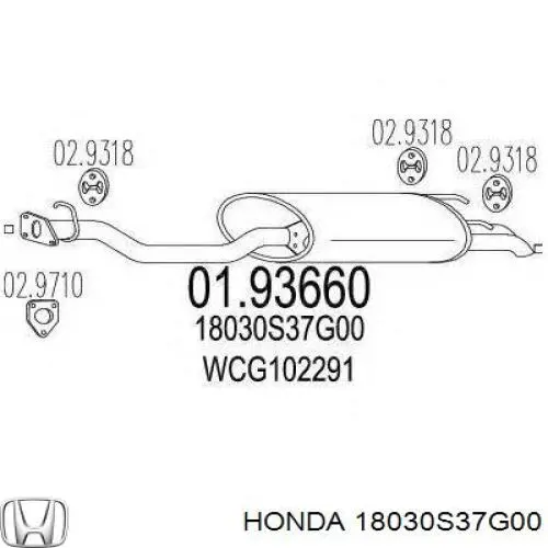 18030S37G00 Honda Silenciador, parte traseira